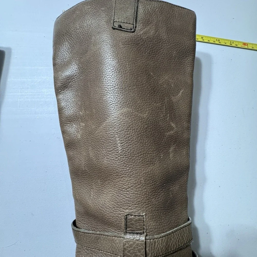 B.O.C. BORN Tan Leather Knee High Strappy Zip Calf Riding Boot SZ 9